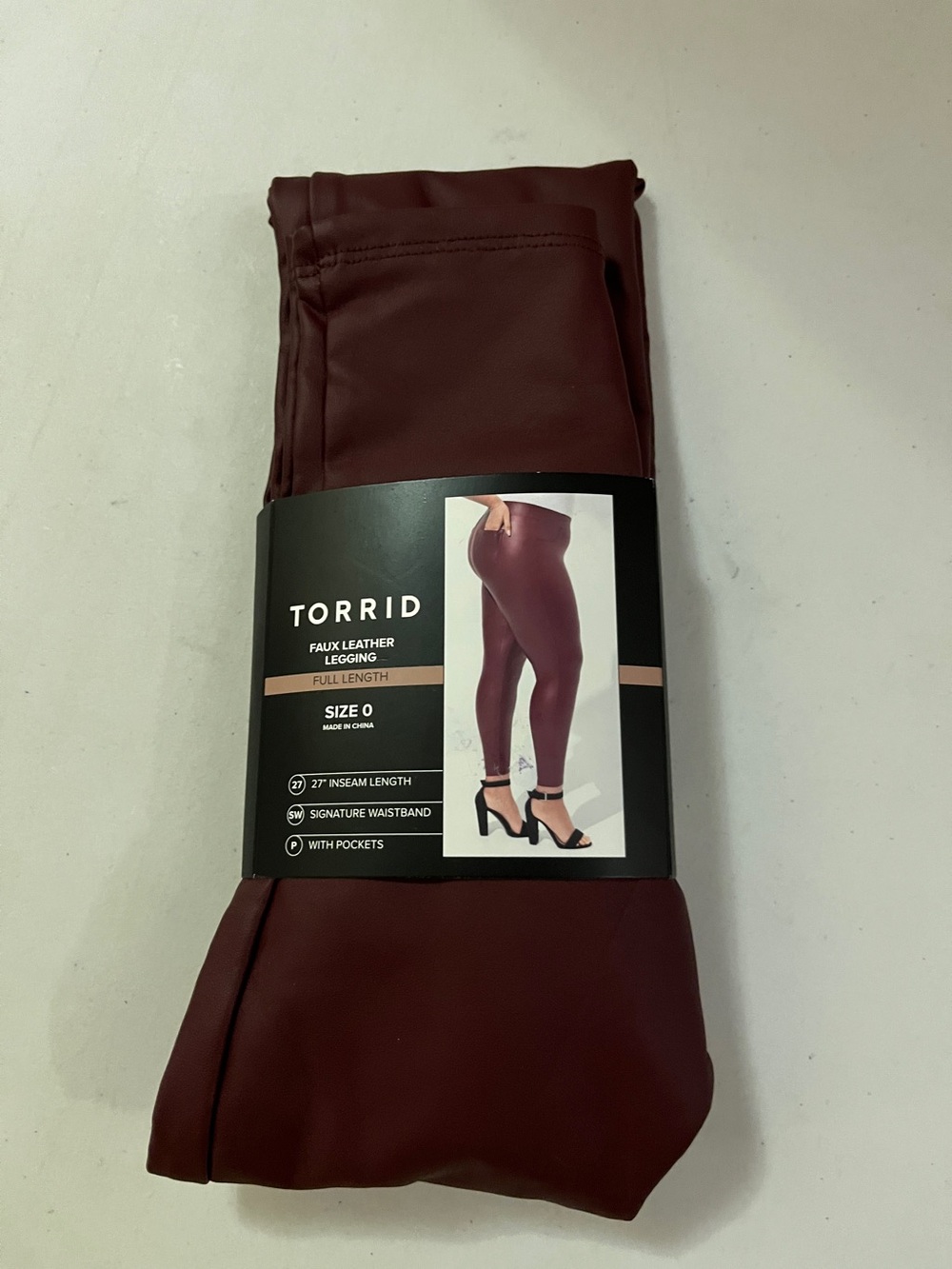 torrid Faux Leather Leggings — Deep Merlot. Size 0 (large)